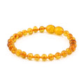 Baltic Amber Junior Bracelet Baroque Light Cognac Glossy Finish - Wholesale Lot of 10pcs - 16cm / 6.3in - XB54LC