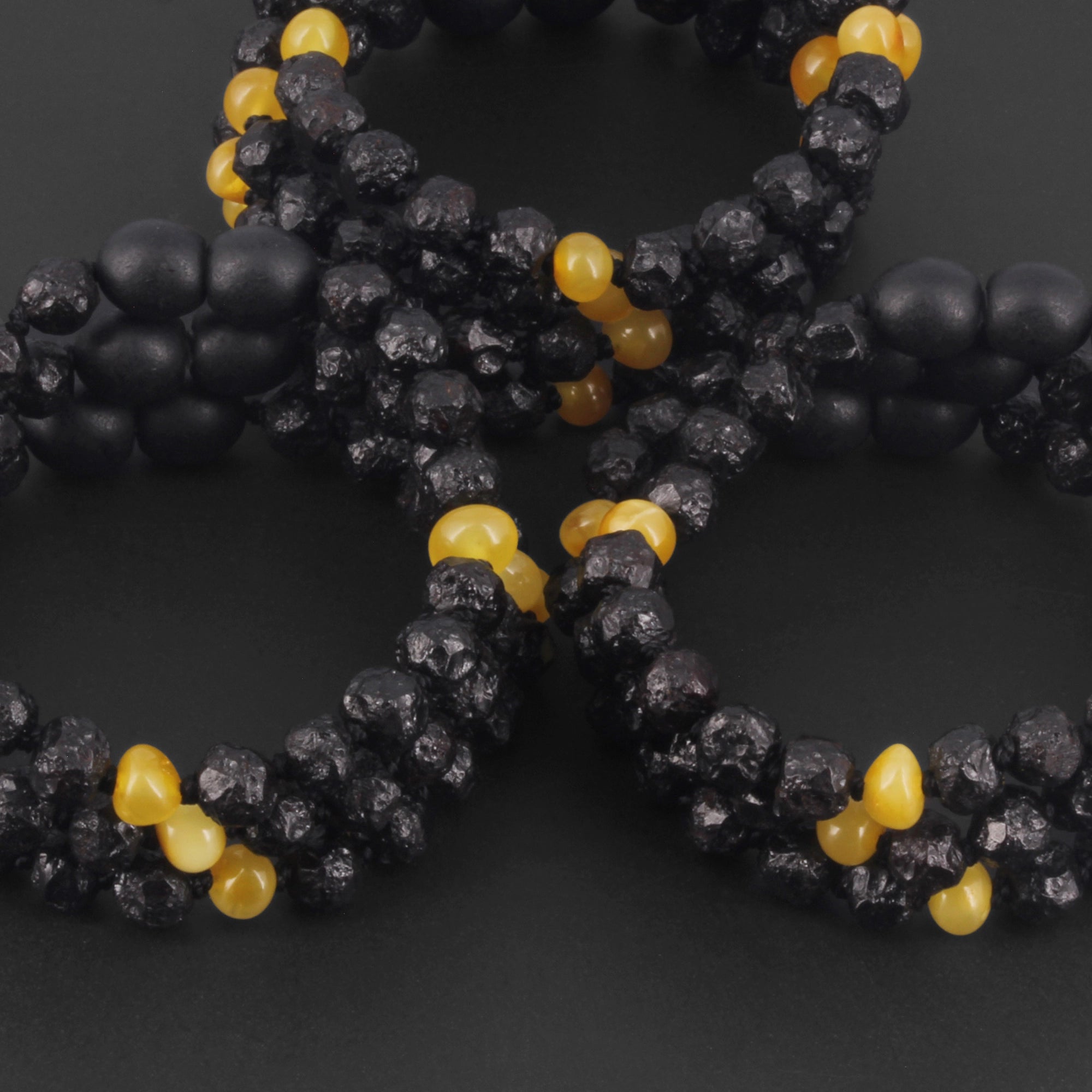 Baltic Amber Junior Bracelet Baroque Black Rough Finish - Wholesale Lot of 10 - 16cm / 6.3in - BLE260
