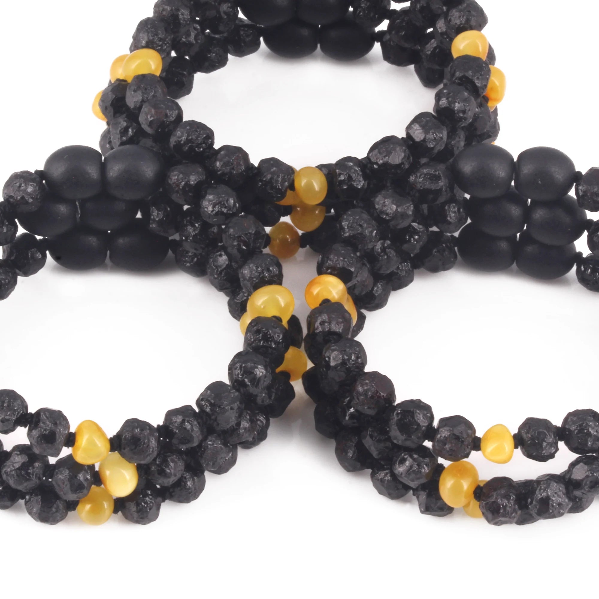 Baltic Amber Junior Bracelet Baroque Black Rough Finish - Wholesale Lot of 10 - 16cm / 6.3in - BLE260