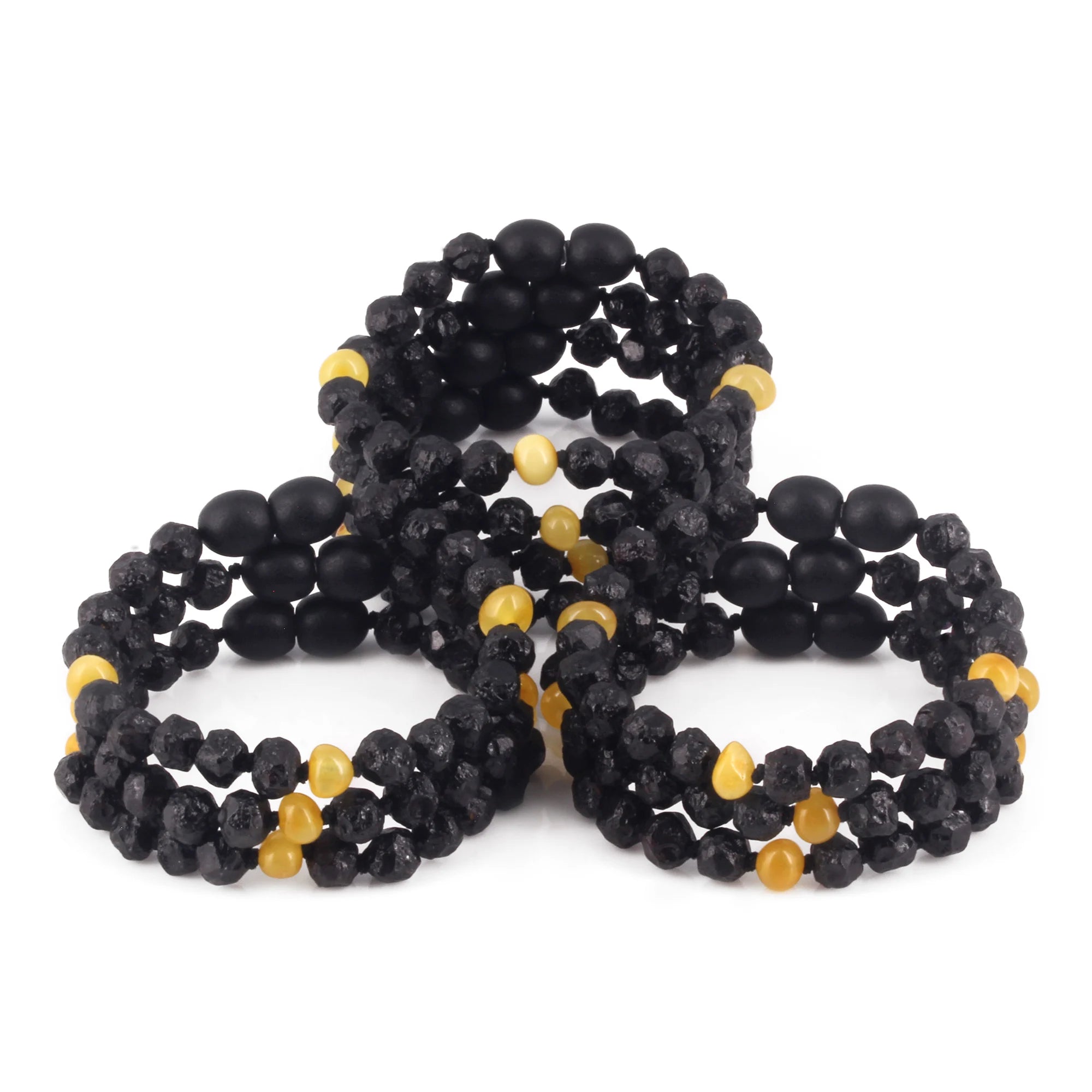 Baltic Amber Junior Bracelet Baroque Black Rough Finish - Wholesale Lot of 10 - 16cm / 6.3in - BLE260