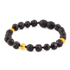 Baltic Amber Junior Bracelet Baroque Black Rough Finish - Wholesale Lot of 10 - 16cm / 6.3in - BLE260