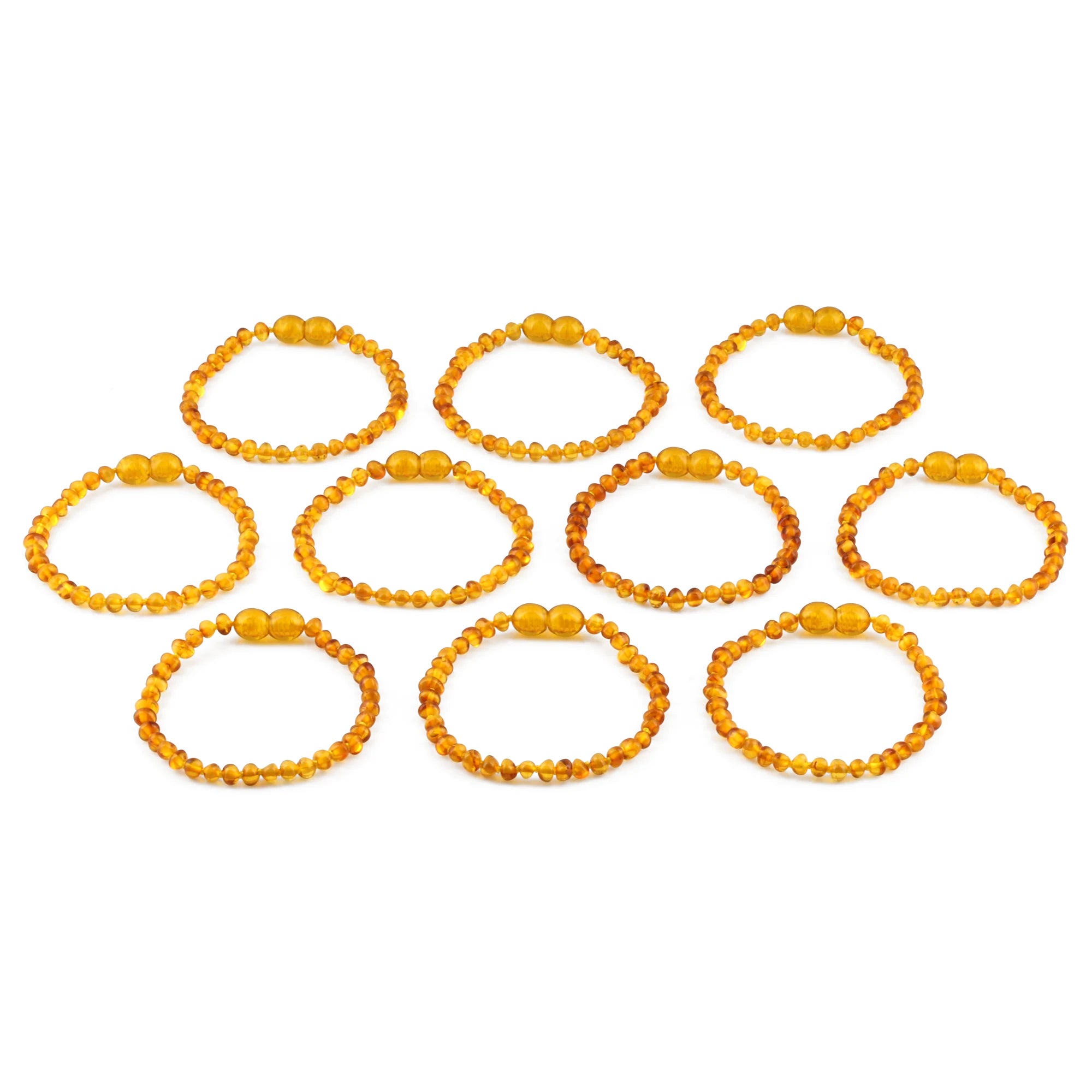 BALTIC AMBER JUNIOR BRACELETS LOT OF 10pcs - BAROQUE. XB43LC