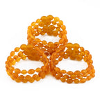 Baltic Amber Junior Bracelet Olive Light Cognac Matte Finish - Wholesale Lot of 10pcs - 16cm / 6.3in - XO54LCM