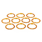 Baltic Amber Junior Bracelet Roundel Light Cognac Glossy Finish - Wholesale Lot of 10pcs - 16cm / 6.3in - XR53LC