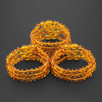 Baltic Amber Junior Bracelet Roundel Light Cognac Glossy Finish - Wholesale Lot of 10pcs - 16cm / 6.3in - XR53LC