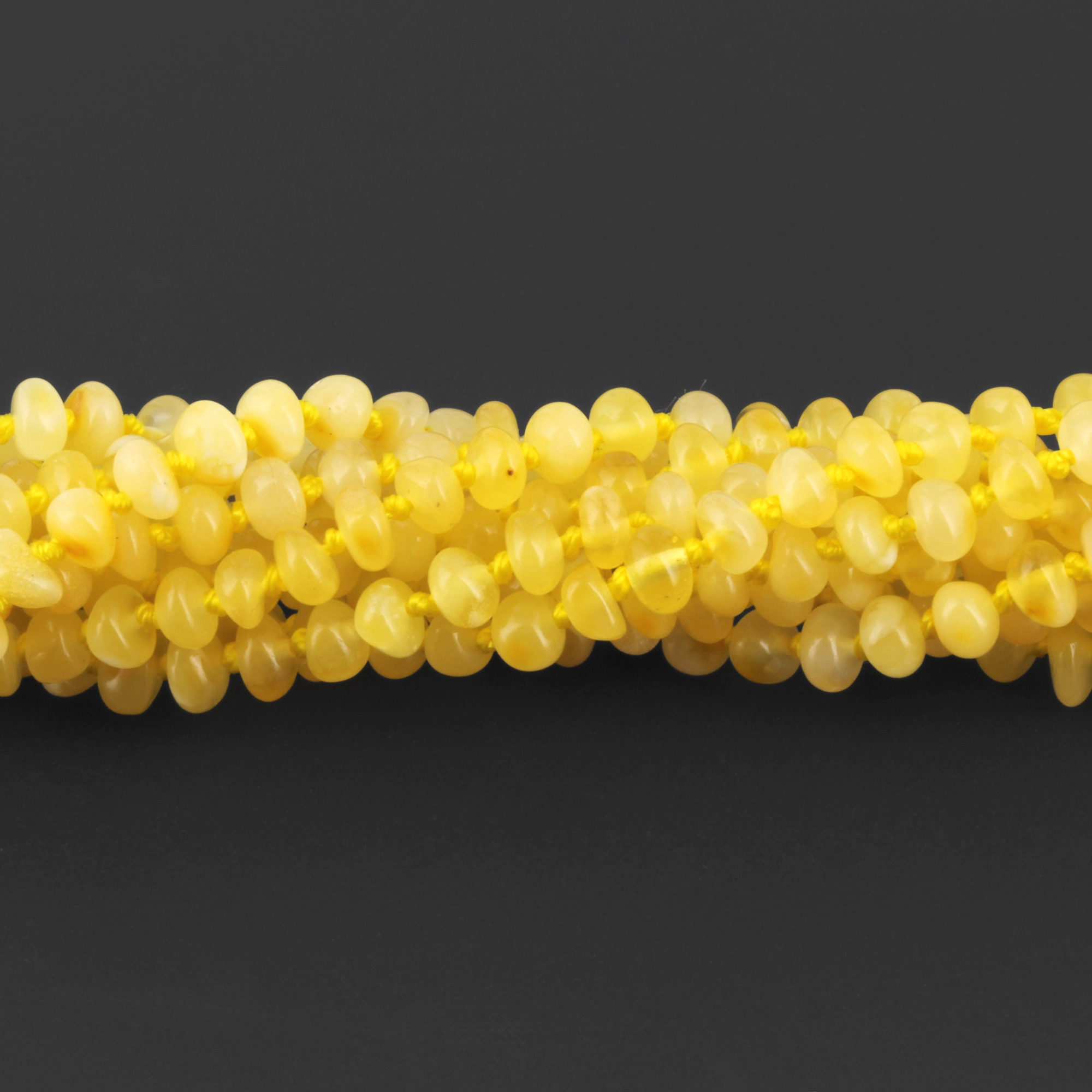 Baltic Amber Junior Bracelet Roundel Milky Yellow Glossy Finish - Wholesale Lot of 10pcs - 16cm / 6.3in - XR53MY