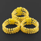 Baltic Amber Junior Bracelet Roundel Milky Yellow Glossy Finish - Wholesale Lot of 10pcs - 16cm / 6.3in - XR53MY