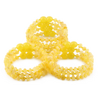 Baltic Amber Junior Bracelet Roundel Milky Yellow Glossy Finish - Wholesale Lot of 10pcs - 16cm / 6.3in - XR53MY