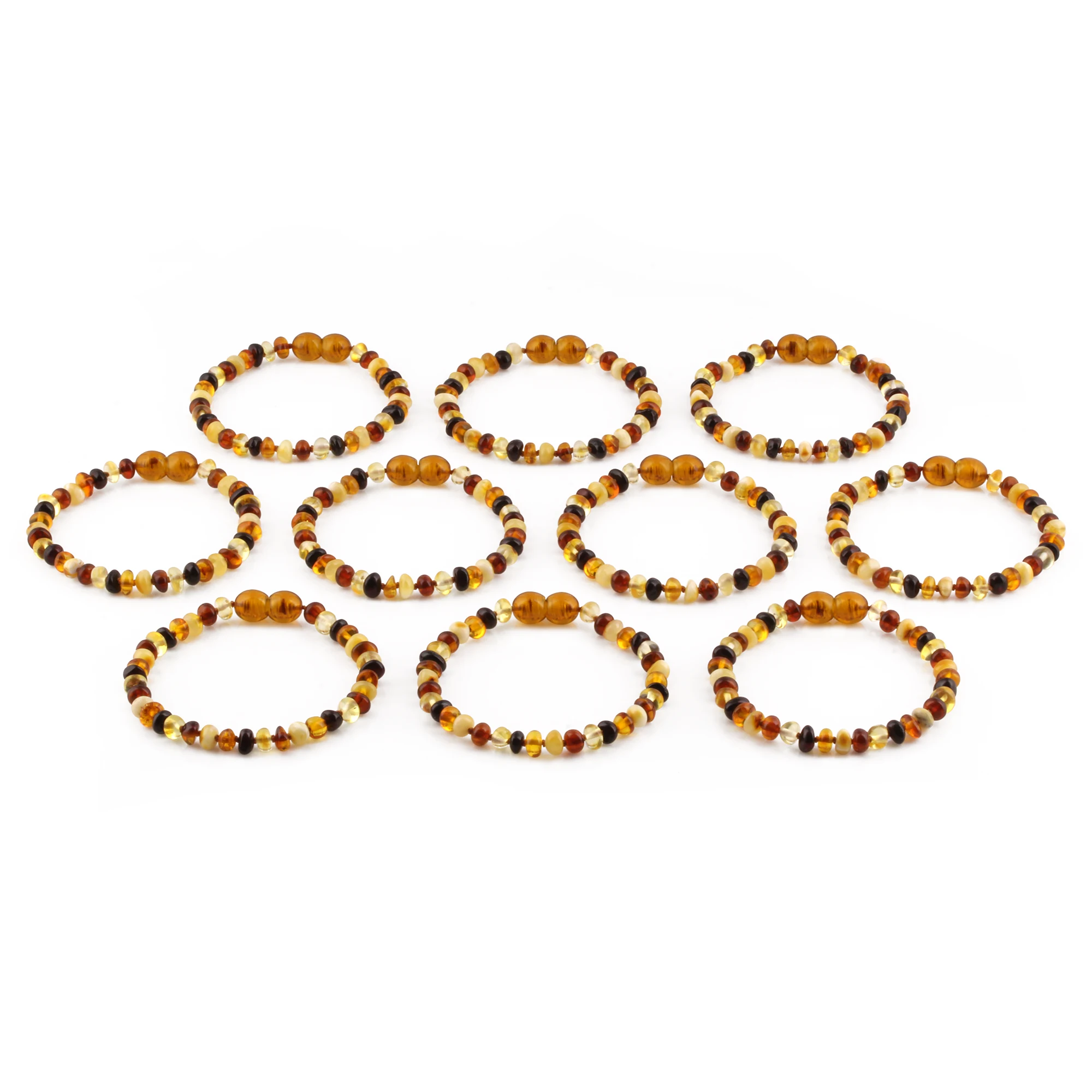 BALTIC AMBER JUNIOR BRACELETS LOT OF 10pcs - ROUNDEL. XR53M