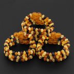 Baltic Amber Junior Bracelet Roundel Multicolor Matte Finish - Wholesale Lot of 10pcs - 16cm / 6.3in - XR53MM