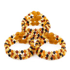 Baltic Amber Junior Bracelet Roundel Multicolor Matte Finish - Wholesale Lot of 10pcs - 16cm / 6.3in - XR53MM