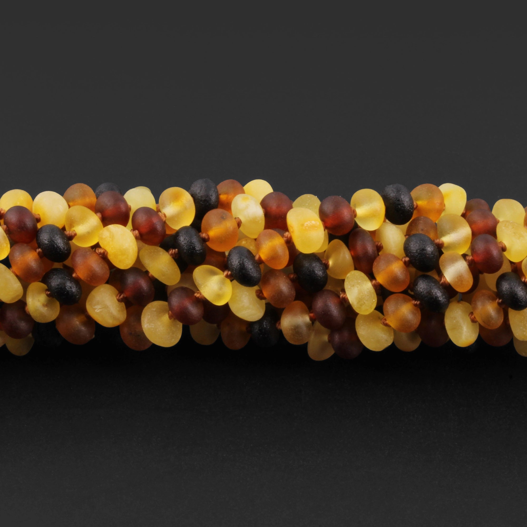 Baltic Amber Junior Bracelet Roundel Multicolor Matte Finish - Wholesale Lot of 10pcs - 16cm / 6.3in - XR53MM