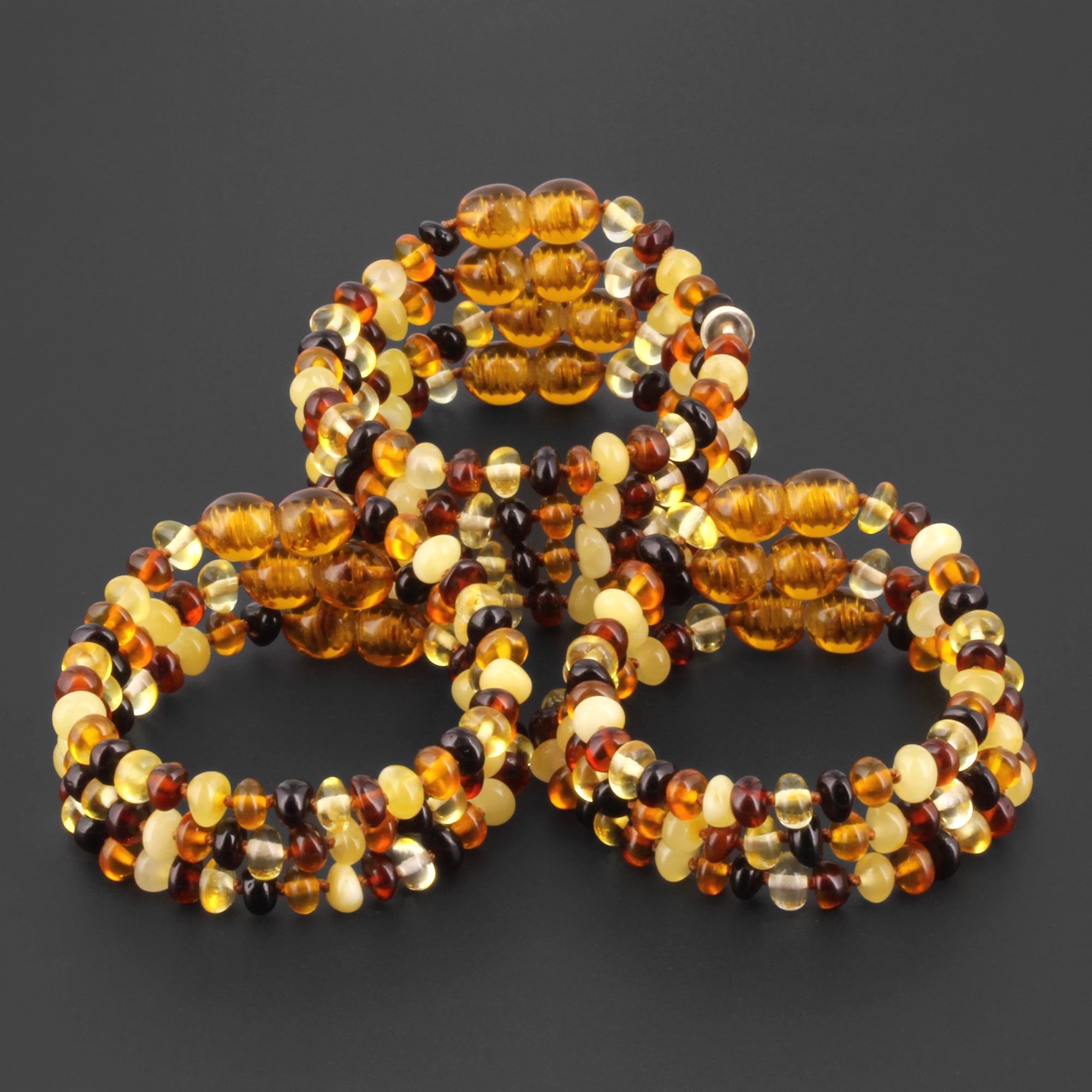 BALTIC AMBER JUNIOR BRACELETS LOT OF 10pcs - ROUNDEL. XR53M