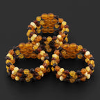 Baltic Amber Junior Bracelet Baroque Multicolor Raw Finish - Wholesale Lot of 10pcs - 16cm / 6.3in - XB54M-RAW