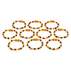 Baltic Amber Junior Bracelet Baroque Multicolor Raw Finish - Wholesale Lot of 10pcs - 16cm / 6.3in - XB54M-RAW