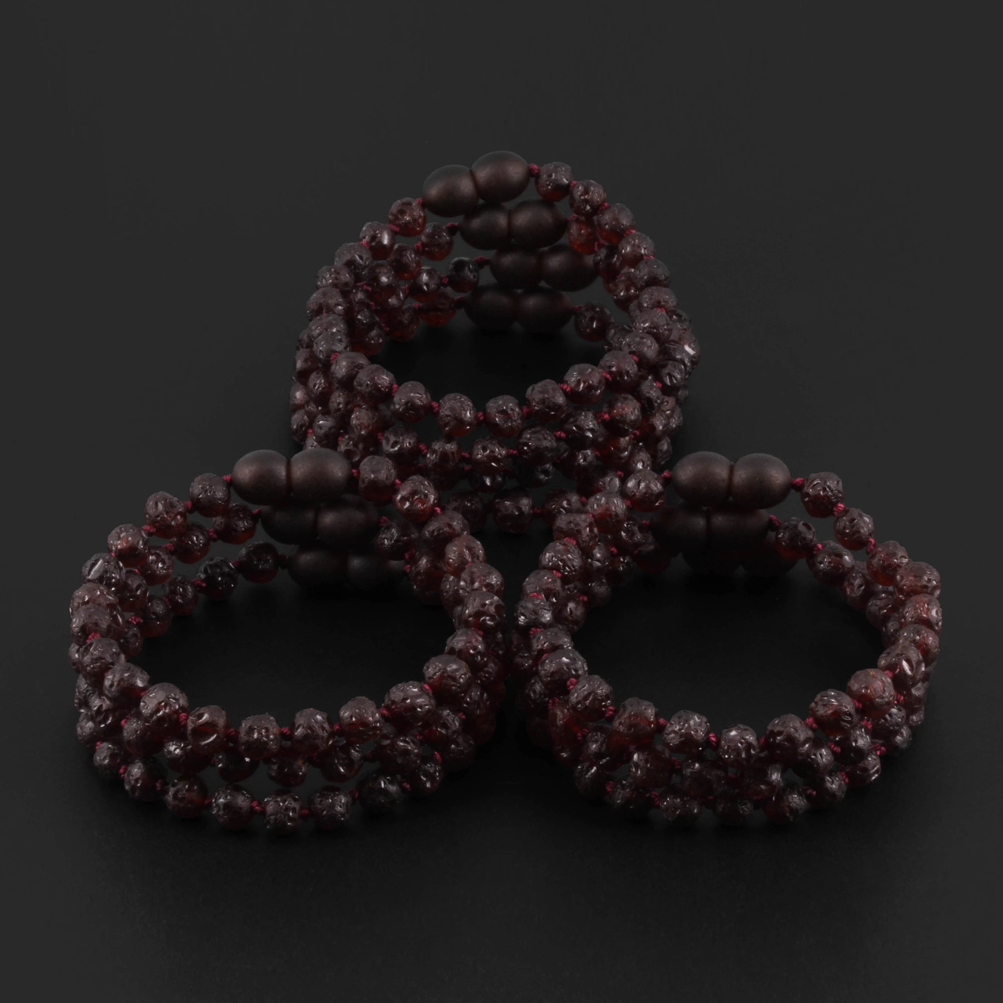 Baltic Amber Junior Bracelet Baroque Dark Cognac Raw Finish - Wholesale Lot of 10pcs - 16cm / 6.3in - XB54DC-RAW