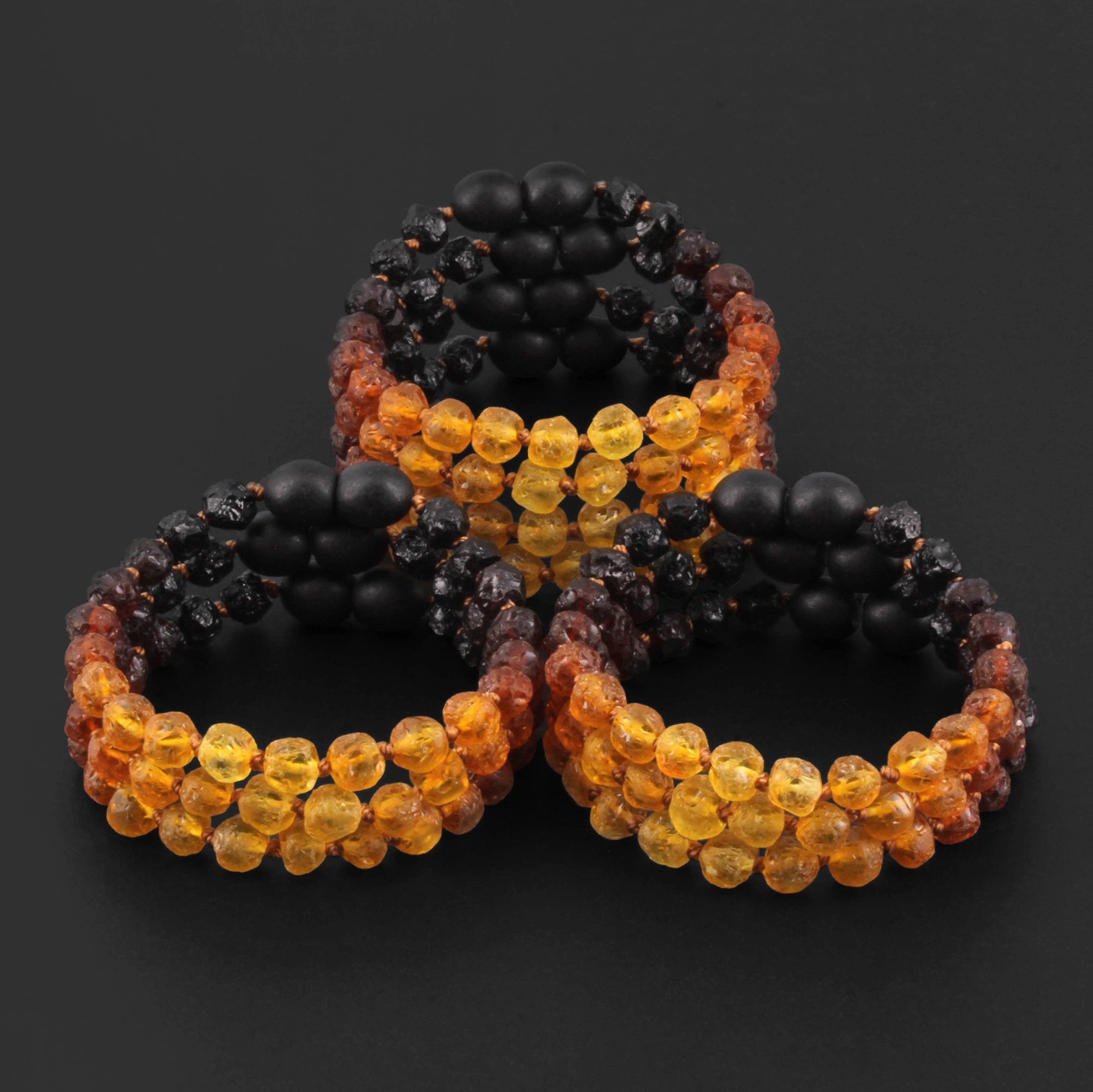 Baltic Amber Junior Bracelet Baroque Rainbow Raw Finish - Wholesale Lot of 10pcs - 16cm / 6.3in - XB54R2-RAW