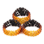 Baltic Amber Junior Bracelet Baroque Rainbow Raw Finish - Wholesale Lot of 10pcs - 16cm / 6.3in - XB54R2-RAW