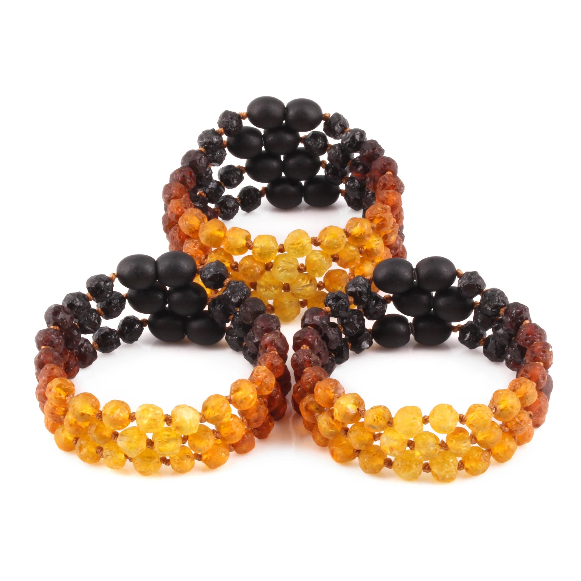 Baltic Amber Junior Bracelet Baroque Rainbow Raw Finish - Wholesale Lot of 10pcs - 16cm / 6.3in - XB54R2-RAW