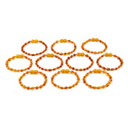 Baltic Amber Junior Bracelet Olive Light Cognac Glossy Finish - Wholesale Lot of 10pcs - 16cm / 6.3in - XO54LC