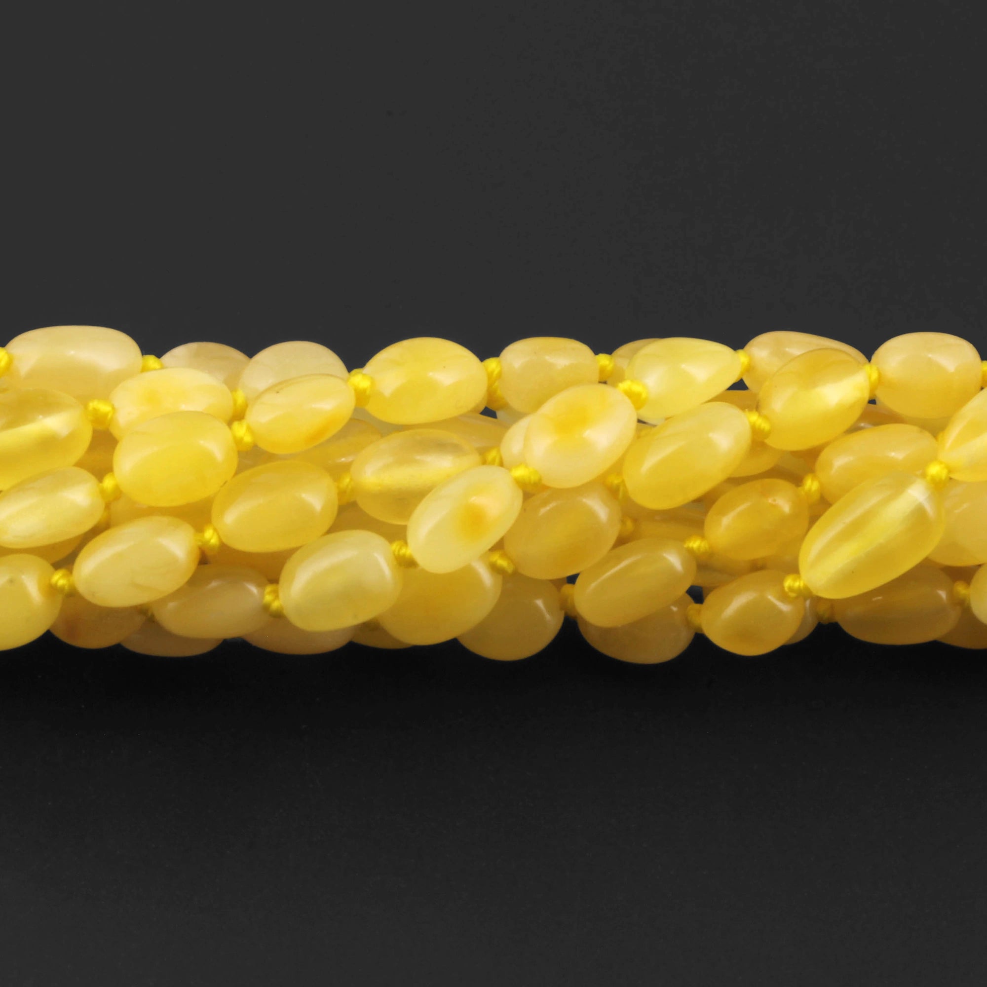 Baltic Amber Junior Bracelet Olive Milky Yellow Glossy Finish - Wholesale Lot of 10pcs - 16cm / 6.3in - XO54MY