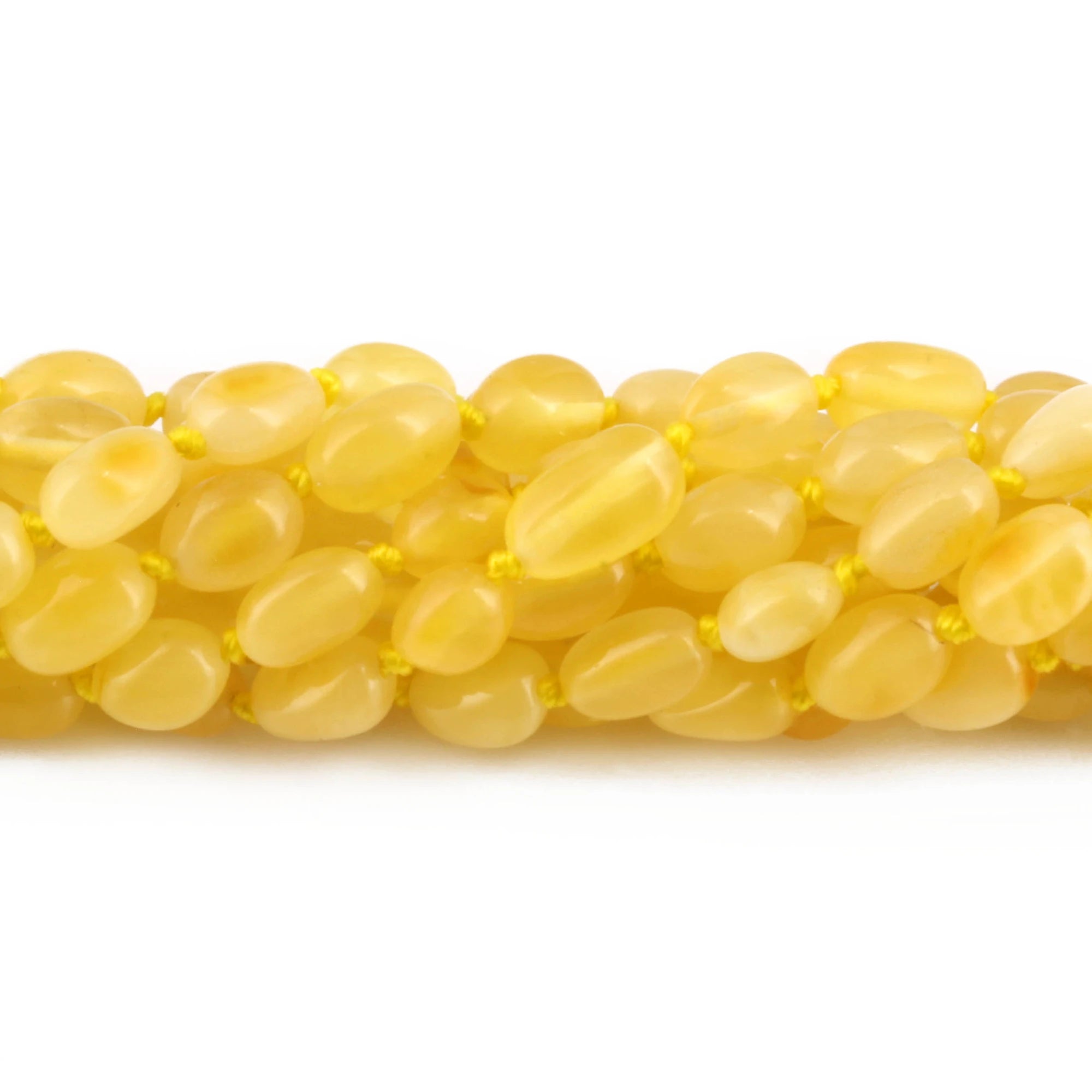 Baltic Amber Junior Bracelet Olive Milky Yellow Glossy Finish - Wholesale Lot of 10pcs - 16cm / 6.3in - XO54MY