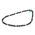 Baltic Amber & Green Agate Junior Necklace Baroque Black Glossy Finish - Wholesale Lot of 10pcs - 38cm / 15in - JN89-S