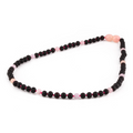 Baltic Amber & Morganite Junior Necklace Baroque Black Matte Finish - Wholesale Lot of 10pcs - 38cm / 15in - JN86-S