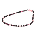 Baltic Amber & Rose Quartz Junior Necklace Baroque Black Matte Finish - Wholesale Lot of 10pcs - 38cm / 15in - JN88-S