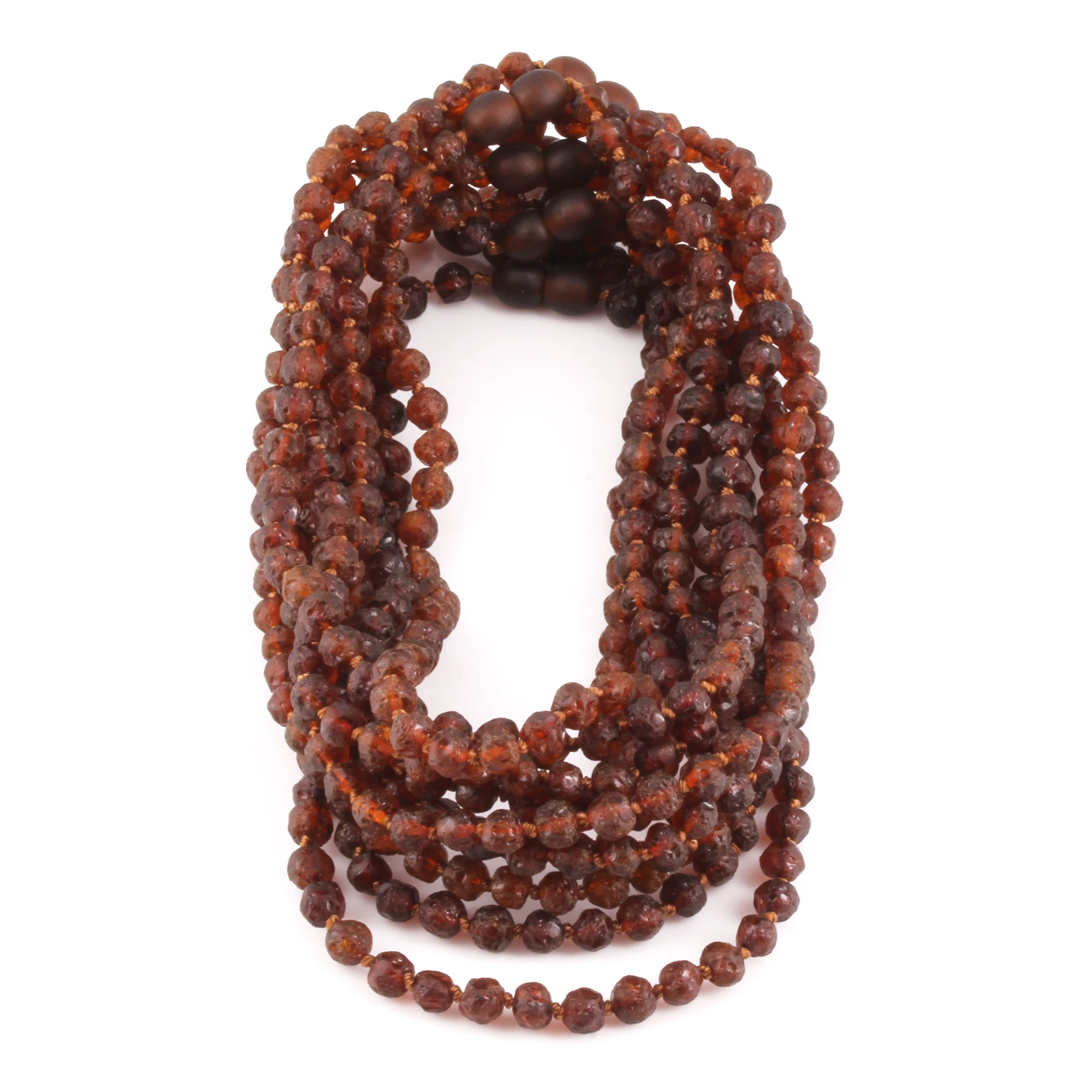 Baltic Amber Junior Necklace Baroque Cognac Raw Finish - Wholesale Lot of 10pcs - 38cm / 15in - XB54C-RAW