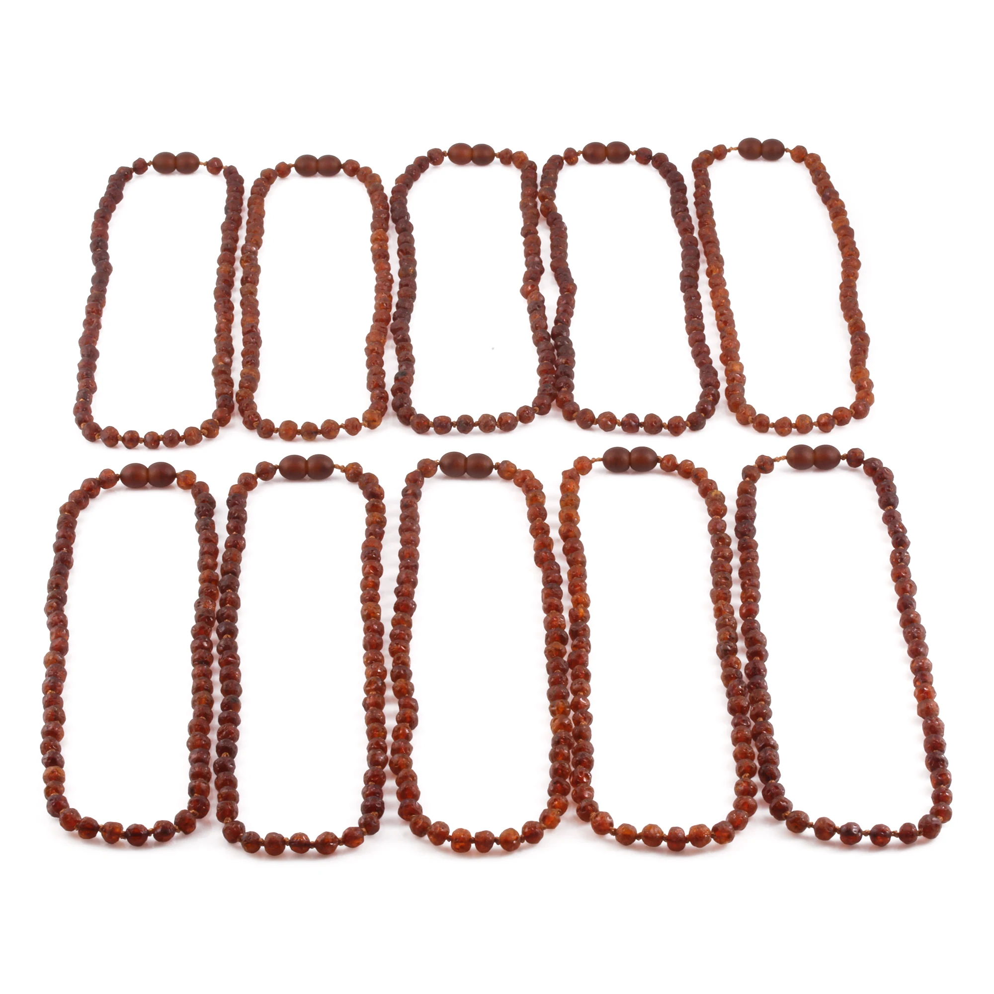 Baltic Amber Junior Necklace Baroque Cognac Raw Finish - Wholesale Lot of 10pcs - 38cm / 15in - XB54C-RAW