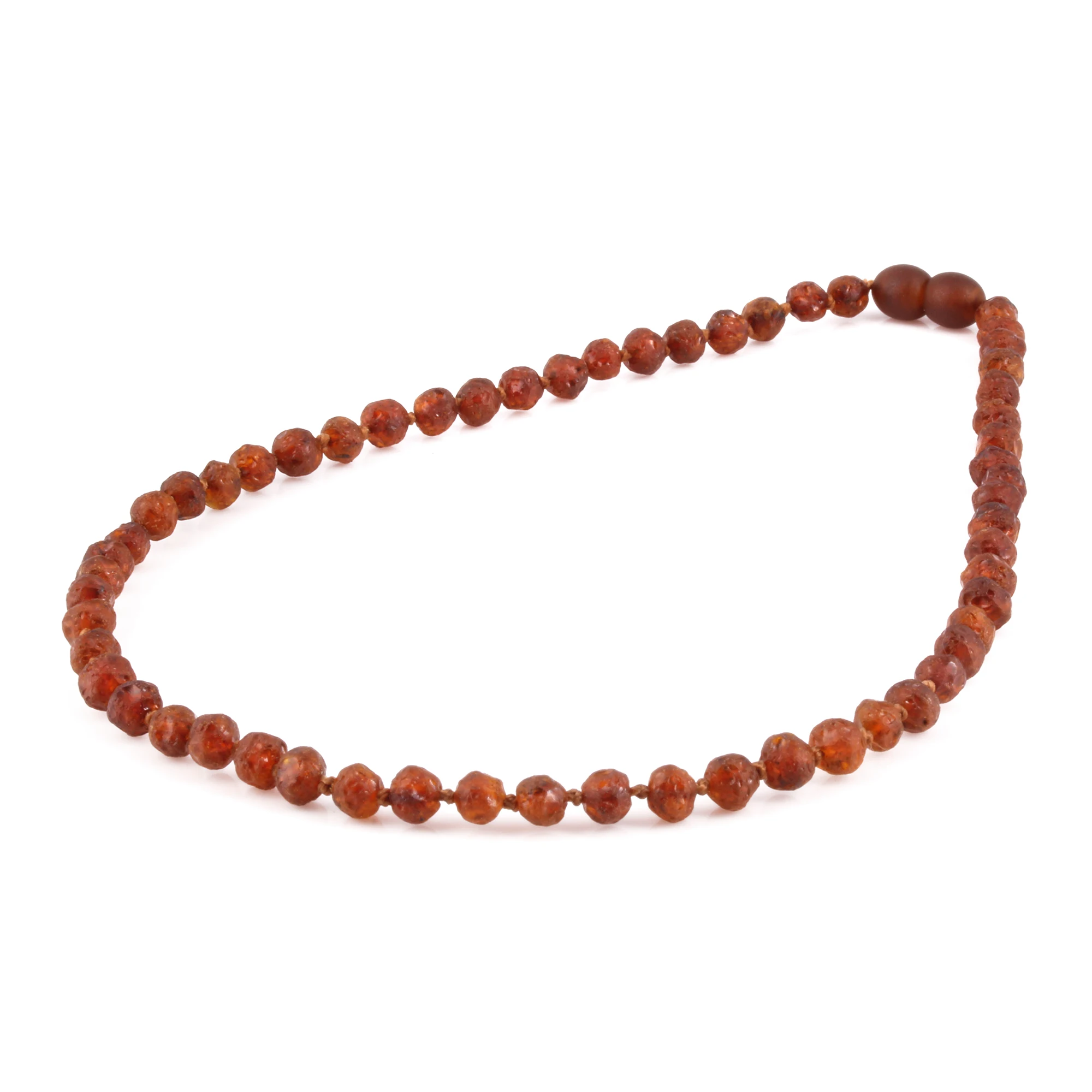 Baltic Amber Junior Necklace Baroque Cognac Raw Finish - Wholesale Lot of 10pcs - 38cm / 15in - XB54C-RAW