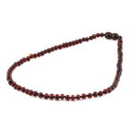 Baltic Amber Junior Necklace Baroque Dark Cognac Glossy Finish - Wholesale Lot of 10pcs - 38cm / 15in - XB43DC