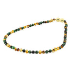 Baltic Amber & Green Tiger Eye Junior Necklace Baroque Multicolor Glossy Finish - Wholesale Lot of 10pcs - 38cm / 15in - JN103 V2