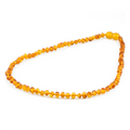 Baltic Amber Junior Necklace Baroque Light Cognac Glossy Finish - Wholesale Lot of 10pcs - 38cm / 15in - XB43LC