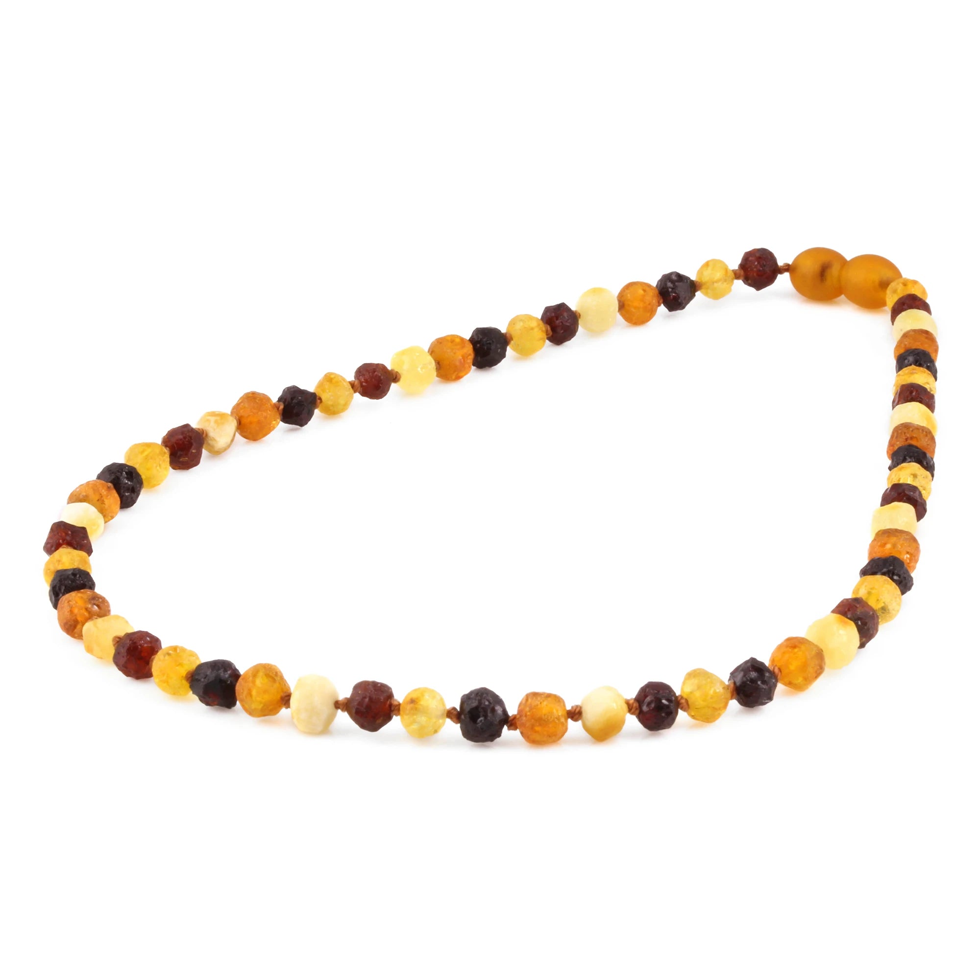 Baltic Amber Junior Necklace Baroque Multicolor Raw Finish - Wholesale Lot of 10pcs - 38cm / 15in - XB54M-RAW
