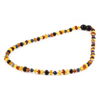 Baltic Amber & Blue Jasper Junior Necklace Baroque Multicolor Glossy Finish - Wholesale Lot of 10pcs - 38cm / 15in - JN101-S