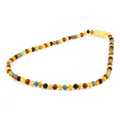 Baltic Amber & Gemstone Junior Necklace Baroque Multicolor Glossy Finish - Wholesale Lot of 10pcs - 38cm / 15in - JN96-S