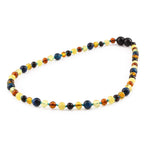 BALTIC AMBER JUNIOR NECKLACES WITH BLUE TIGER EYE LOT OF 10pcs. JN93