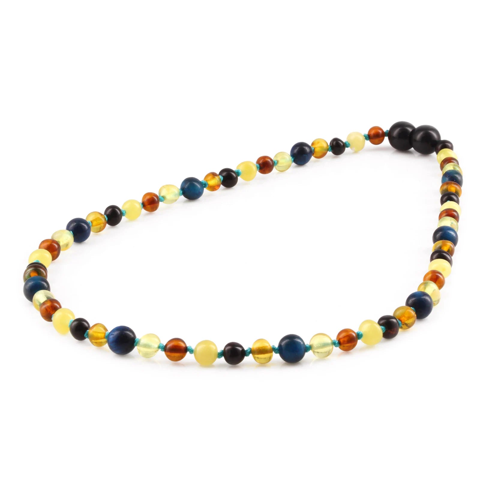 BALTIC AMBER JUNIOR NECKLACES WITH BLUE TIGER EYE LOT OF 10pcs. JN93