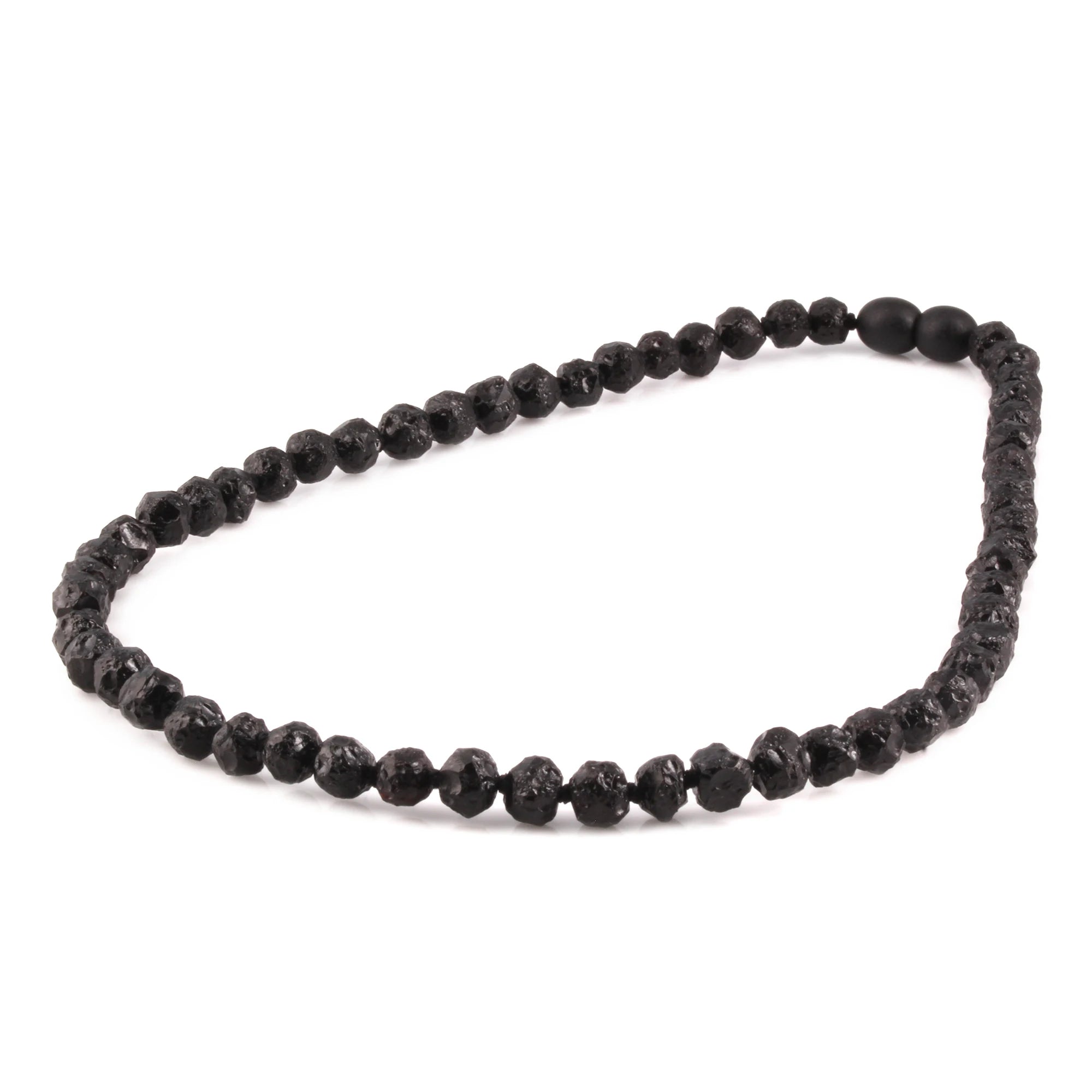 Baltic Amber Junior Necklace Baroque Black Raw Finish - Wholesale Lot of 10pcs - 38cm / 15in - XB54B-RAW