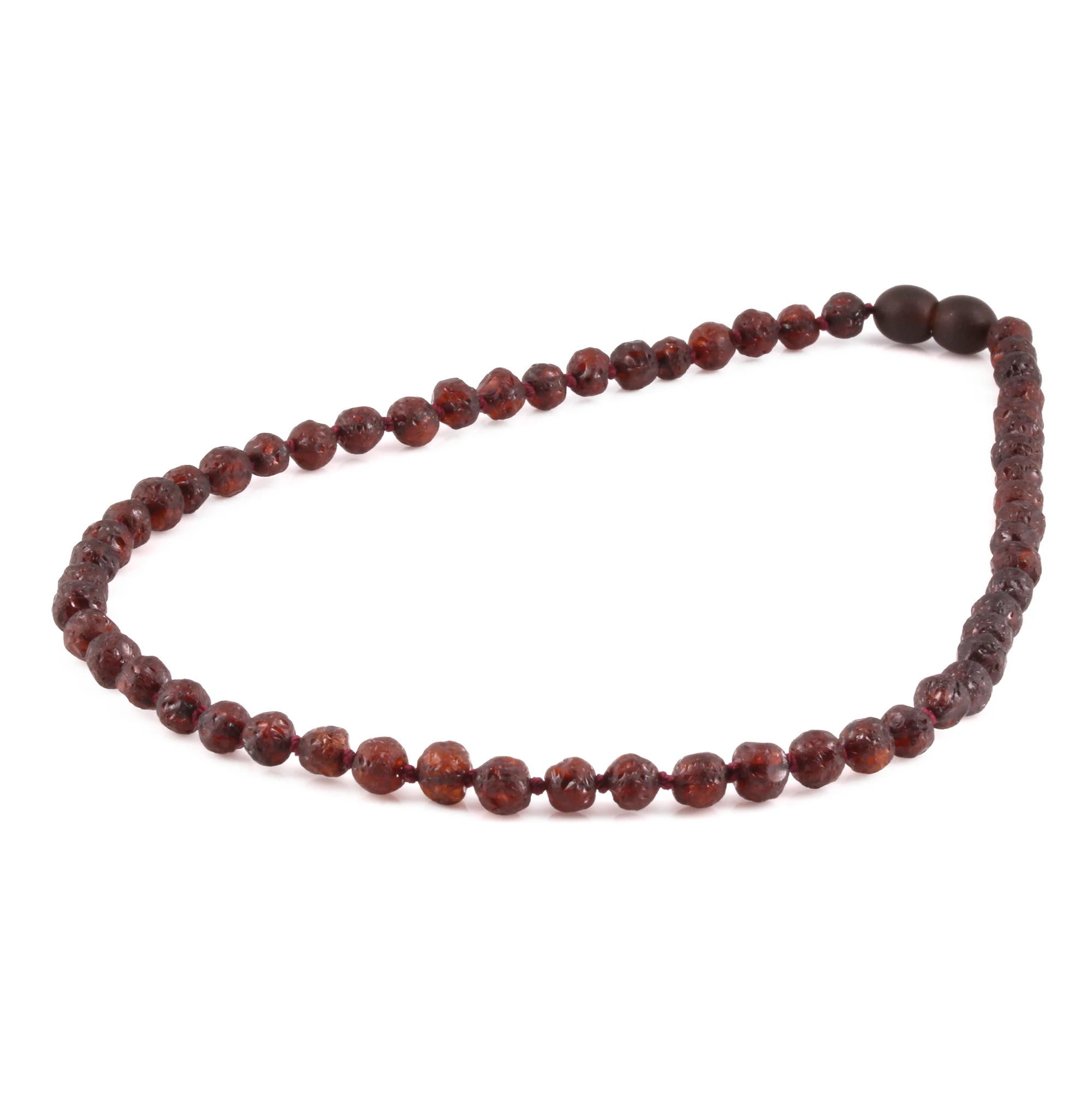 Baltic Amber Junior Necklace Baroque Dark Cognac Raw Finish - Wholesale Lot of 10pcs - 38cm / 15in - XB54DC-RAW