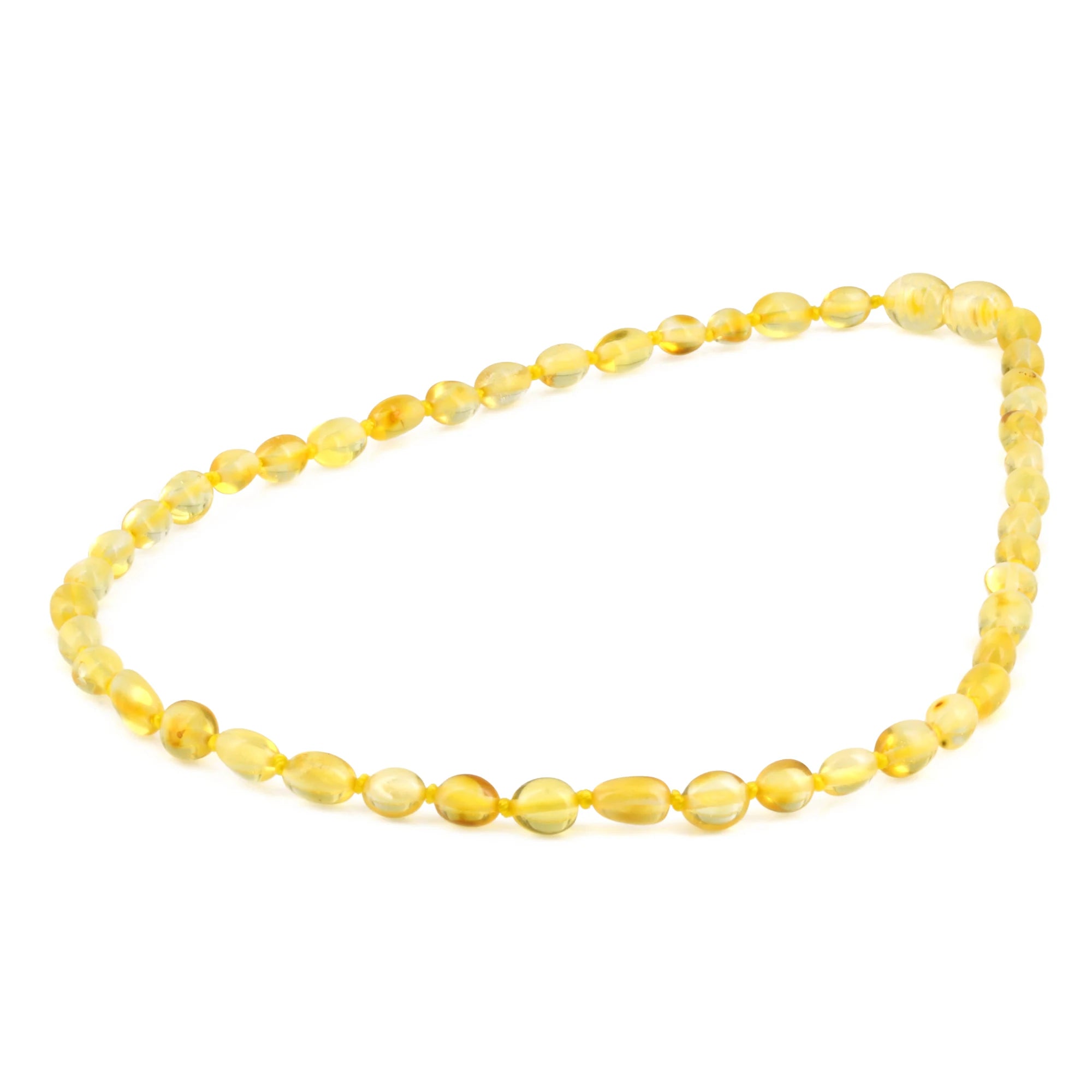 Baltic Amber Junior Necklace Olive Yellow Glossy Finish - Wholesale Lot of 10pcs - 38cm / 15in - XO54Y