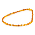 Baltic Amber Junior Necklace Roundel Light Cognac Glossy Finish - Wholesale Lot of 10pcs - 38cm / 15in - XR53LC