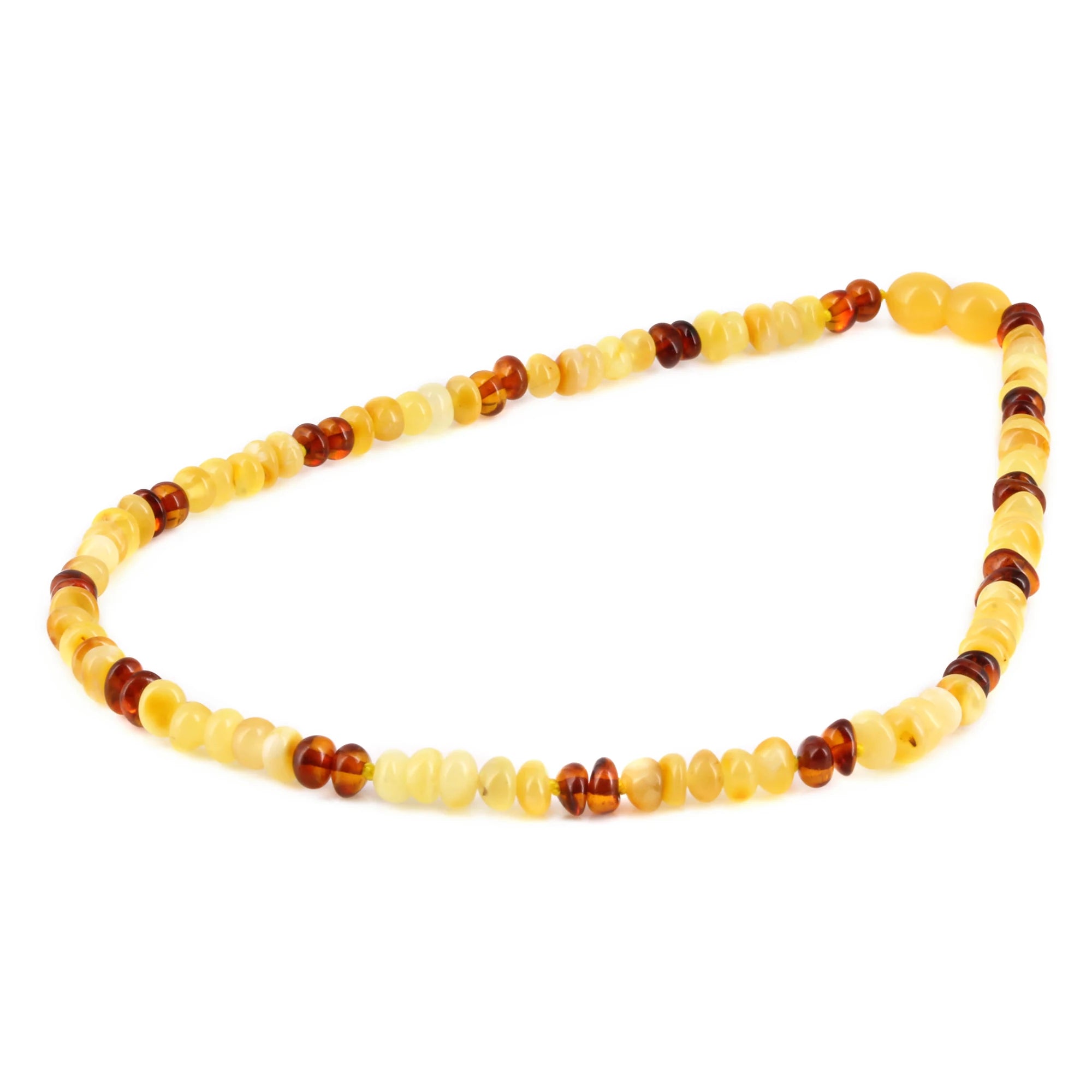 Baltic Amber Junior Necklace Roundel Multicolor Glossy Finish - Wholesale Lot of 10pcs - 38cm / 15in - BJN35