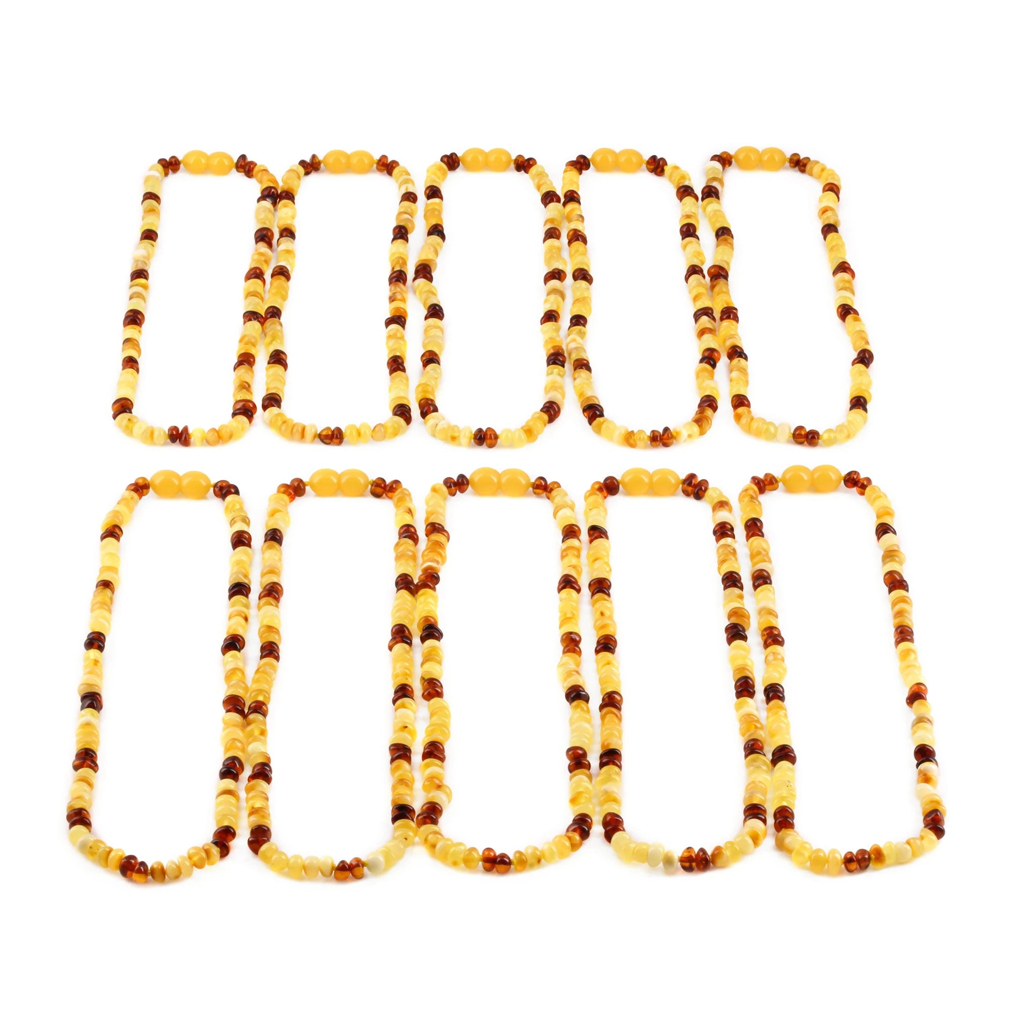 Baltic Amber Junior Necklace Roundel Multicolor Glossy Finish - Wholesale Lot of 10pcs - 38cm / 15in - BJN35