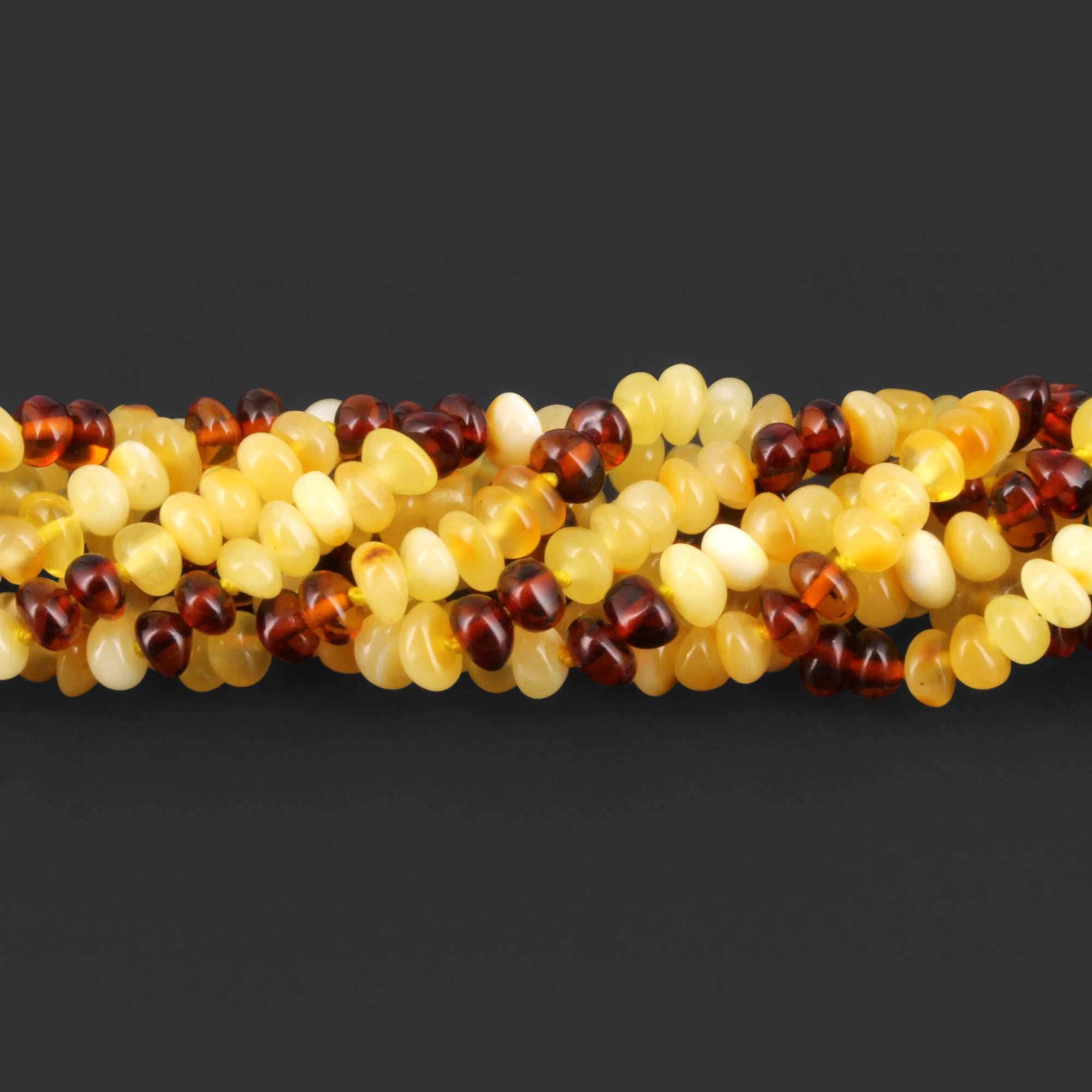 Baltic Amber Junior Necklace Roundel Multicolor Glossy Finish - Wholesale Lot of 10pcs - 38cm / 15in - BJN35