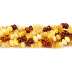 Baltic Amber Junior Necklace Roundel Multicolor Glossy Finish - Wholesale Lot of 10pcs - 38cm / 15in - BJN35