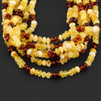 Baltic Amber Junior Necklace Roundel Multicolor Glossy Finish - Wholesale Lot of 10pcs - 38cm / 15in - BJN35