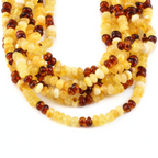 Baltic Amber Junior Necklace Roundel Multicolor Glossy Finish - Wholesale Lot of 10pcs - 38cm / 15in - BJN35
